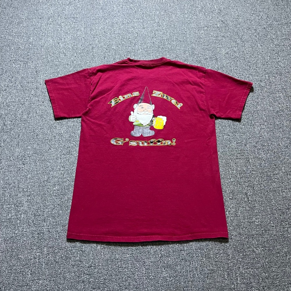 Vintage Volks Haus German Pub T Shirt Size M Maroon Drinking Gnome Iowa